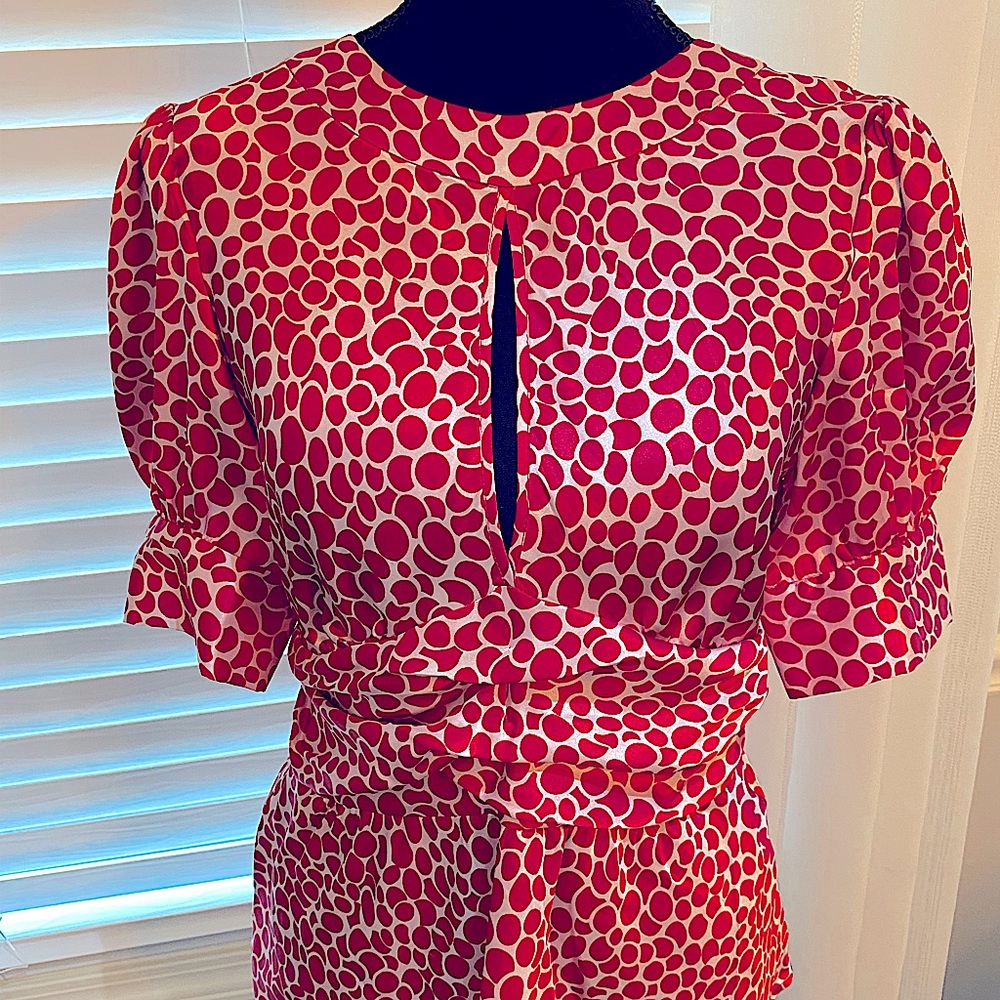 Puff sleeve tie waist blouse